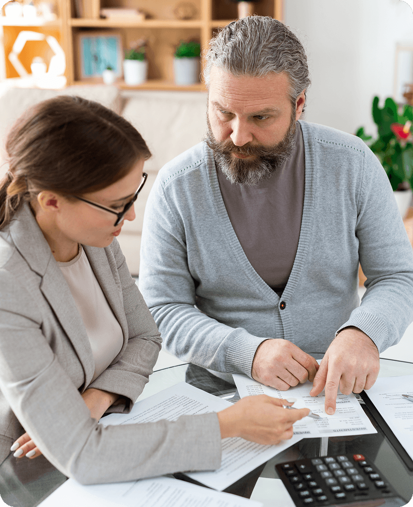 Accounting professionals preparing tax documents